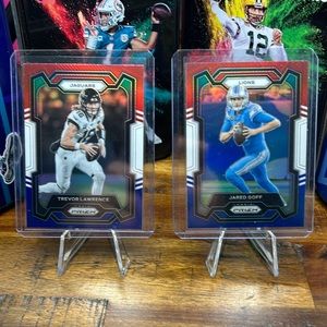 Jared Goff, Trevor Lawrence Prizm cards